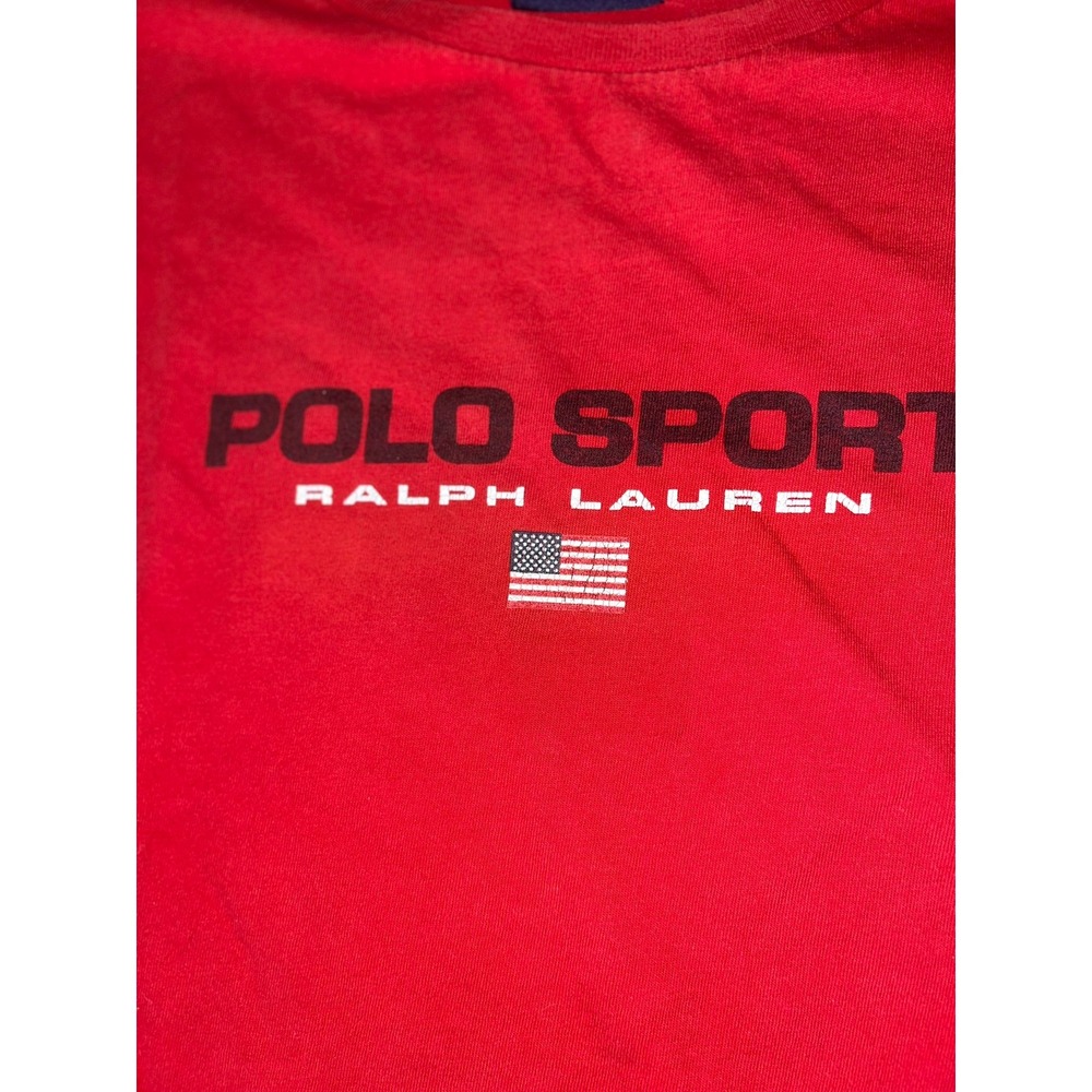 Polo Sport Ralph Lauren Mens Red Graphic T-Shirt XL American Flag Logo Cotton - Picture 2 of 6